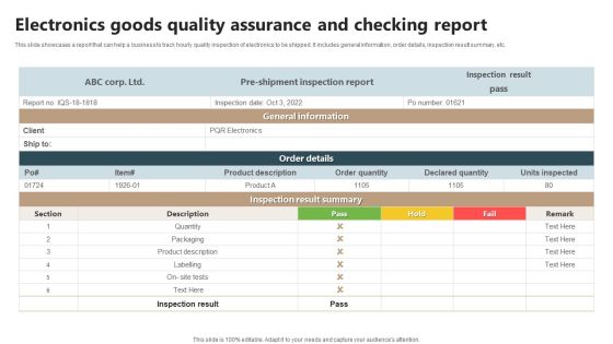 Electronics Goods Quality Assurance And Checking Report Introduction PDF Electronics Goods Quality Assurance And Checking Report Introduction PDF