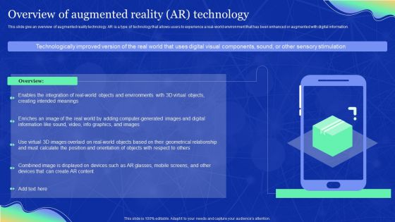Elements Of Extended Reality Overview Of Augmented Reality AR Technology Icons PDF
