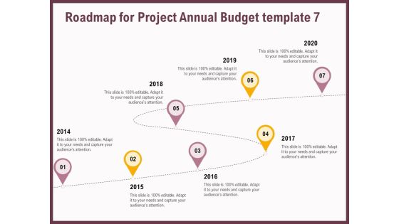 Elements Roadmap For Project Annual Budget 2014 To 2020 Ppt Diagram Templates PDF Elements Roadmap For Project Annual Budget 2014 To 2020 Ppt Diagram Templates PDF