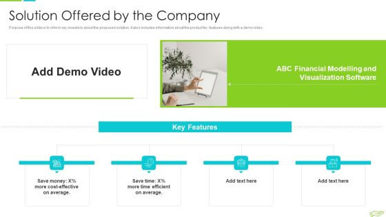 Elevator Pitch Deck To Raise Funds Solution Offered By The Company Diagrams PDF Elevator Pitch Deck To Raise Funds Solution Offered By The Company Diagrams PDF