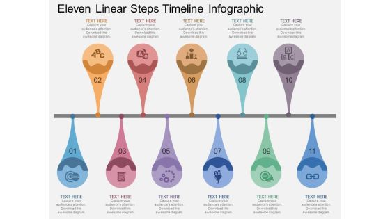 Eleven Linear Steps Timeline Infographic Powerpoint Template