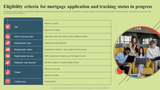 Eligibility Criteria For Mortgage Application And Tracking Status In Progress Mockup PDF Eligibility Criteria For Mortgage Application And Tracking Status In Progress Mockup PDF