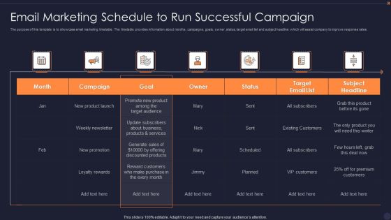 Email Marketing Schedule To Run Successful Campaign Demonstration PDF Email Marketing Schedule To Run Successful Campaign Demonstration PDF