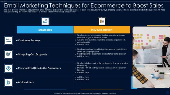 Email Marketing Techniques For Ecommerce To Boost Sales Ppt PowerPoint Presentation File Background PDF