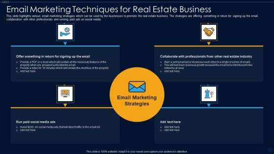 Email Marketing Techniques For Real Estate Business Ppt PowerPoint Presentation Icon Inspiration PDF