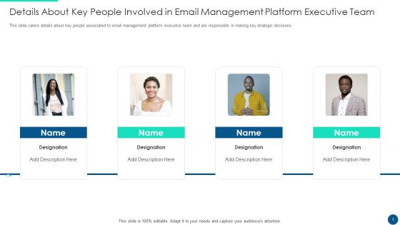 Email Platform Fundraising Details About Key People Involved In Email Management Platform Executive Team Slides PDF