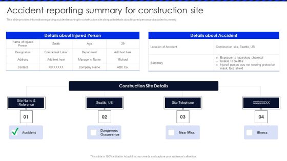 Embracing Construction Project Playbook Accident Reporting Summary For Construction Background PDF Embracing Construction Project Playbook Accident Reporting Summary For Construction Background PDF