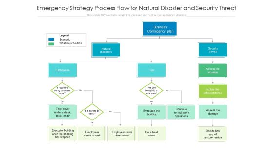 Emergency Strategy Process Flow For Natural Disaster And Security Threat Ppt PowerPoint Presentation Ideas Files PDF
