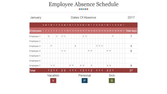 Employee Absence Schedule Ppt PowerPoint Presentation Professional Summary