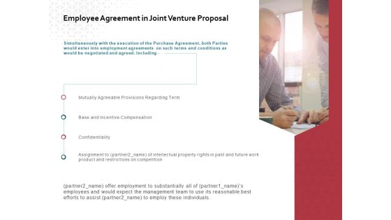 Employee Agreement In Joint Venture Proposal Ppt PowerPoint Presentation Gallery Model