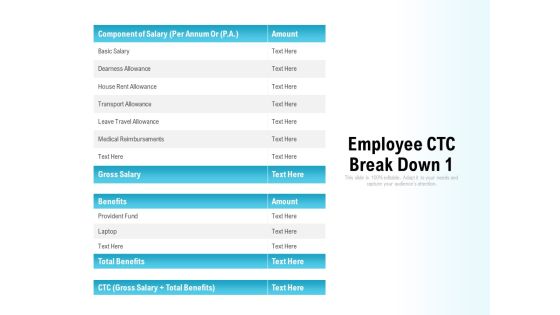 Employee CTC Break Down Ppt PowerPoint Presentation Ideas Graphic Tips PDF Employee CTC Break Down Ppt PowerPoint Presentation Ideas Graphic Tips PDF