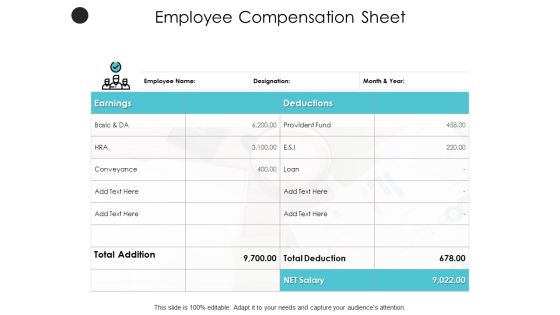 Employee Compensation Sheet Ppt PowerPoint Presentation Infographic Template Slide Download