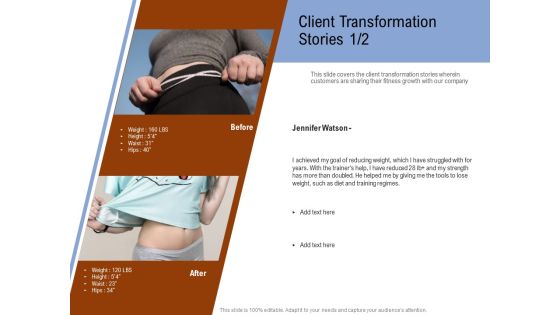 Employee Health And Fitness Program Client Transformation Stories Teamwork Brochure PDF