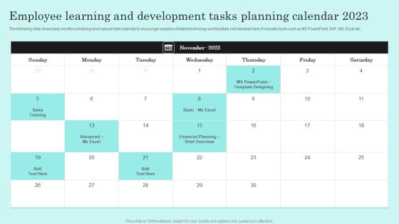 Employee Learning And Development Tasks Planning Calendar 2023 Clipart PDF