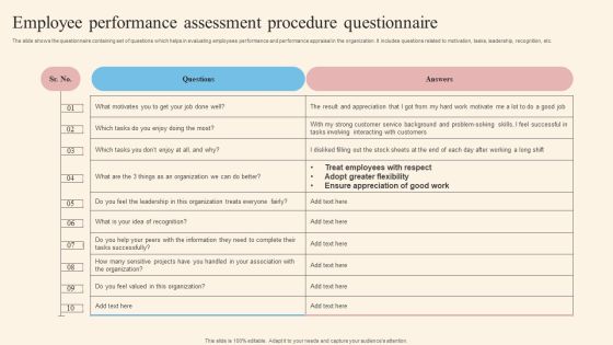 Employee Performance Assessment Procedure Questionnaire Themes PDF Employee Performance Assessment Procedure Questionnaire Themes PDF