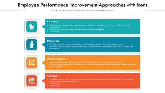 Employee Performance Improvement Approaches With Icons Ppt Ideas Pictures PDF Employee Performance Improvement Approaches With Icons Ppt Ideas Pictures PDF