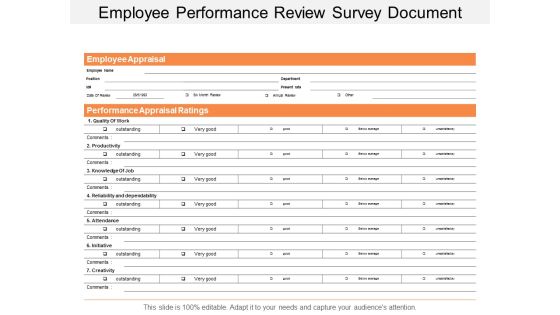 Employee Performance Review Survey Document Ppt Powerpoint Presentation Styles Sample Employee Performance Review Survey Document Ppt Powerpoint Presentation Styles Sample