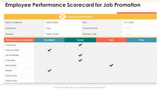 Employee Performance Scorecard For Job Promotion Introduction PDF Employee Performance Scorecard For Job Promotion Introduction PDF