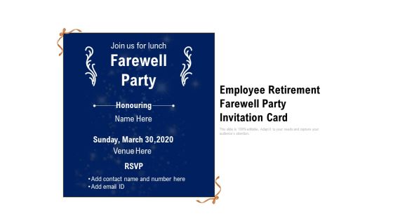 Employee Retirement Farewell Party Invitation Card Ppt PowerPoint Presentation File Example File PDF Employee Retirement Farewell Party Invitation Card Ppt PowerPoint Presentation File Example File PDF