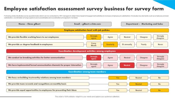 Employee Satisfaction Assessment Survey Business For Survey Form Survey SS Employee Satisfaction Assessment Survey Business For Survey Form Survey SS