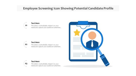 Employee Screening Icon Showing Potential Candidate Profile Ppt PowerPoint Presentation File Display PDF Employee Screening Icon Showing Potential Candidate Profile Ppt PowerPoint Presentation File Display PDF