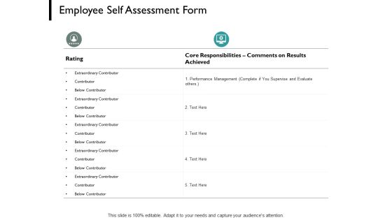 Employee Self Assessment Form Performance Management Ppt PowerPoint Presentation Model Information Employee Self Assessment Form Performance Management Ppt PowerPoint Presentation Model Information