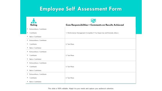 Employee Self Assessment Form Ppt PowerPoint Presentation Gallery Deck
