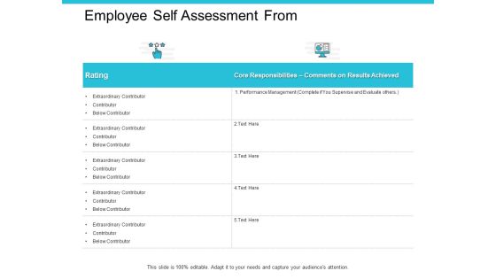 Employee Self Assessment From Ppt PowerPoint Presentation Pictures Influencers