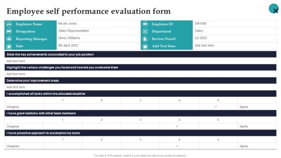 Employee Self Performance Evaluation Form Employee Performance Management Download PDF Employee Self Performance Evaluation Form Employee Performance Management Download PDF