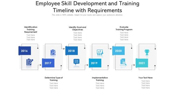 Employee Skill Development And Training Timeline With Requirements Ppt Styles Guidelines PDF Employee Skill Development And Training Timeline With Requirements Ppt Styles Guidelines PDF