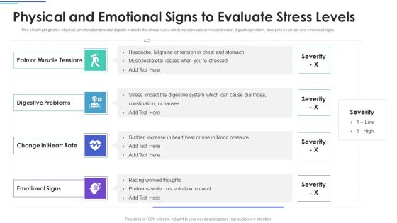 Employee Stress Management Methods Physical And Emotional Signs To Evaluate Stress Levels Infographics PDF Employee Stress Management Methods Physical And Emotional Signs To Evaluate Stress Levels Infographics PDF