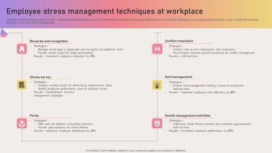 Employee Stress Management Techniques At Workplace Formats PDF Employee Stress Management Techniques At Workplace Formats PDF