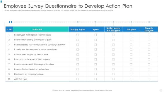 Employee Survey Questionnaire To Develop Action Plan Microsoft PDF Employee Survey Questionnaire To Develop Action Plan Microsoft PDF