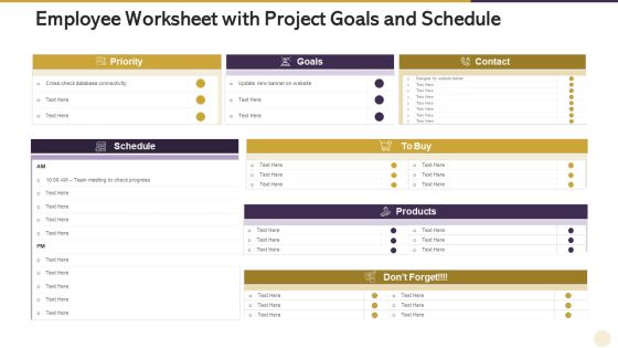Employee Worksheet With Project Goals And Schedule Portrait PDF Employee Worksheet With Project Goals And Schedule Portrait PDF