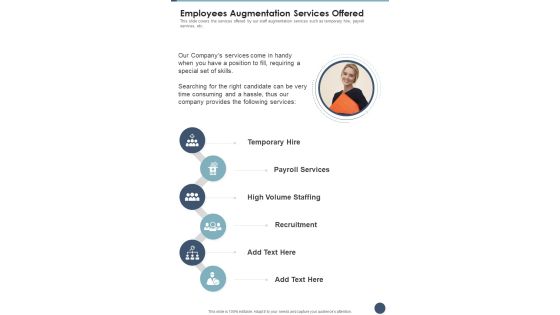 Employees Augmentation Services Offered One Pager Sample Example Document Employees Augmentation Services Offered One Pager Sample Example Document