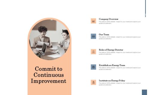 Energy Tracking Device Commit To Continuous Improvement Ppt PowerPoint Presentation Professional Example PDF