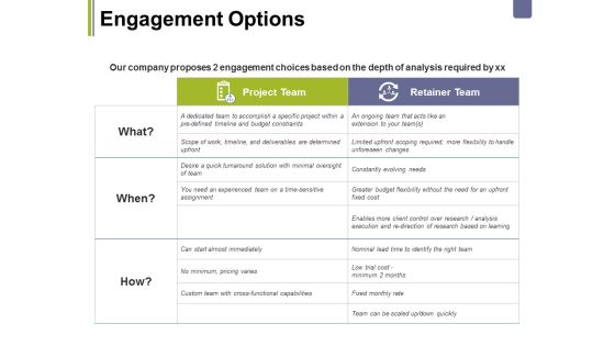 Engagement Options Ppt PowerPoint Presentation Pictures Show Engagement Options Ppt PowerPoint Presentation Pictures Show