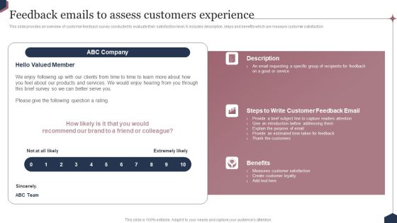 Enhance Customer Engagement Through After Sales Activities Feedback Emails To Assess Customers Experience Background PDF