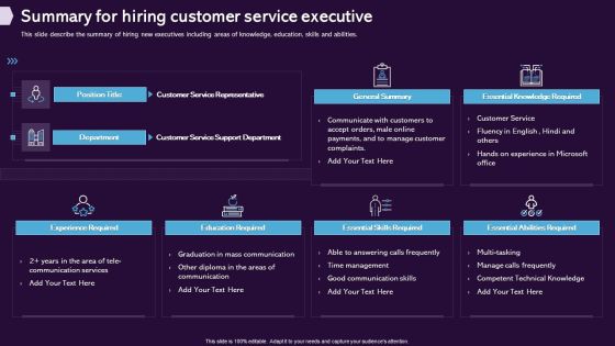 Enhancing CX Strategy Summary For Hiring Customer Service Executive Brochure PDF Enhancing CX Strategy Summary For Hiring Customer Service Executive Brochure PDF