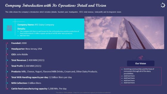 Enhancing Consumers Perception Towards Company Introduction With Its Operations Detail And Vision Infographics PDF