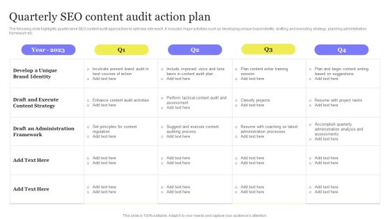 Enhancing Digital Visibility Using SEO Content Strategy Quarterly SEO Content Audit Action Plan Microsoft PDF Enhancing Digital Visibility Using SEO Content Strategy Quarterly SEO Content Audit Action Plan Microsoft PDF