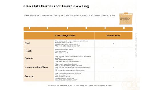 Enterprise Capabilities Training Checklist Questions For Group Coaching Ppt PowerPoint Presentation Outline Smartart PDF Enterprise Capabilities Training Checklist Questions For Group Coaching Ppt PowerPoint Presentation Outline Smartart PDF