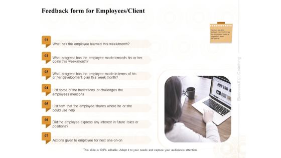 Enterprise Capabilities Training Feedback Form For Employees Client Ppt PowerPoint Presentation Layouts Show PDF
