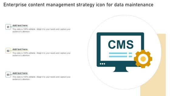 Enterprise Content Management Strategy Icon For Data Maintenance Information PDF Enterprise Content Management Strategy Icon For Data Maintenance Information PDF