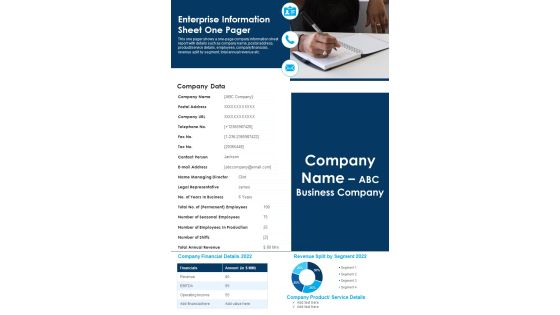 Enterprise Information Sheet One Pager PDF Document PPT Template Enterprise Information Sheet One Pager PDF Document PPT Template