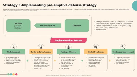 Enterprise Leaders Technique To Achieve Market Control Strategy 3 Implementing Pre Emptive Defense Strategy Brochure PDF Enterprise Leaders Technique To Achieve Market Control Strategy 3 Implementing Pre Emptive Defense Strategy Brochure PDF