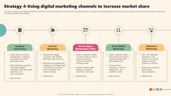 Enterprise Leaders Technique To Achieve Market Control Strategy 4 Using Digital Marketing Channels Increase Market Information PDF