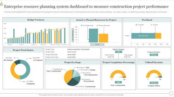 Enterprise Resource Planning System Dashboard To Measure Construction Project Performance Download PDF