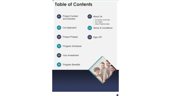 Entrepreneurship Skill Program Proposal Table Of Contents One Pager Sample Example Document Entrepreneurship Skill Program Proposal Table Of Contents One Pager Sample Example Document