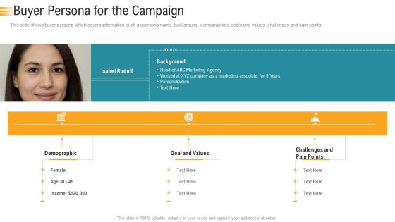 Establishing An Efficient Integrated Marketing Communication Process Buyer Persona For The Campaign Themes PDF Establishing An Efficient Integrated Marketing Communication Process Buyer Persona For The Campaign Themes PDF